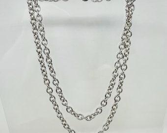 Tiffany & Co double sterling silver 925 chain link necklace 18" multi-strand
