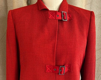 vintage Anne Klein orange blazer jacket 6 crape
