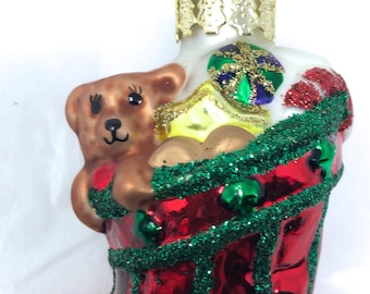 vintage Christmas stocking mercury glass ornament teddy bear toys