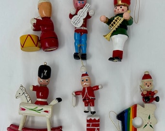 8 Vintage Weihnachten Urlaub Holz Holzornamente bemalt Taiwan