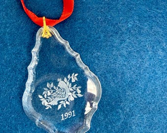 Vintage 1991 USA Pears Crystal Ornament 14th Annual Partridge in a Pear Tree Pear Bureau Northwest Boxed