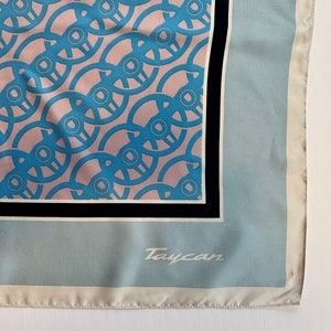 Large shall wrap silk Porche scarf Carrera shall light blue pink