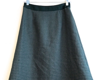 Simple Retro wool tweed skirt green Grey M