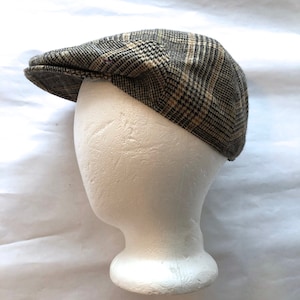 Christys London houndstooth plaid wool hat cap newsboy