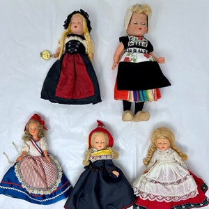 5 Dutch Holland souvenir Rosetta dolls parts blinking eyes