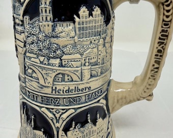 Vintage King-Werk German Beer Stein 10.5" Tall Pewter Lid 0.75L Limited Edition Heidelberg