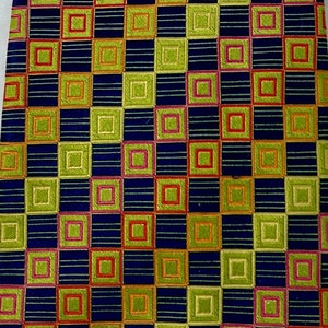 Bugatchi Uomo 100% silk brocade tie necktie green orange geometric blue