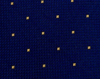 Brooks Brothers silk tie navy blue brocade gold squares necktie classic