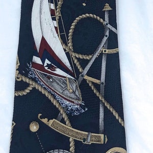 Stars Stripes tie sailing nautical navigator silk boating sport USA sailboat America&#39;s Cup