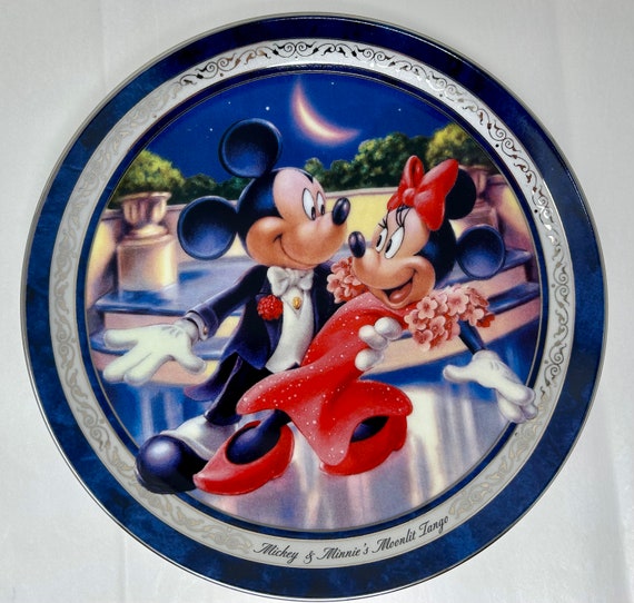 Vintage Moonlit Tango Mickey and Minnie Romantic Moments Plate