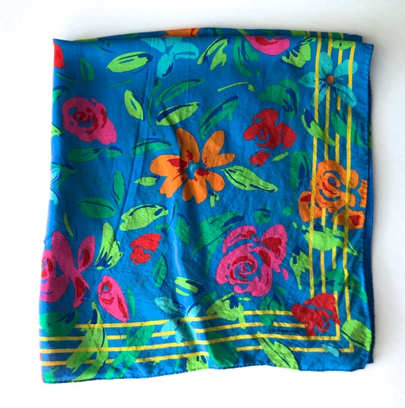 vintage 1980's Liz Claiborne scarf wrap floral si… - image 2