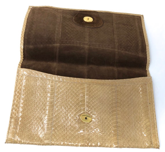 vintage Dano snakeskin tan clutch purse - image 1