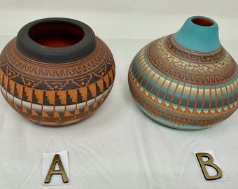 Signed Vera D Navajo Pottery Vase Mata Ortiz Style Handmade Southwest Art Pottery