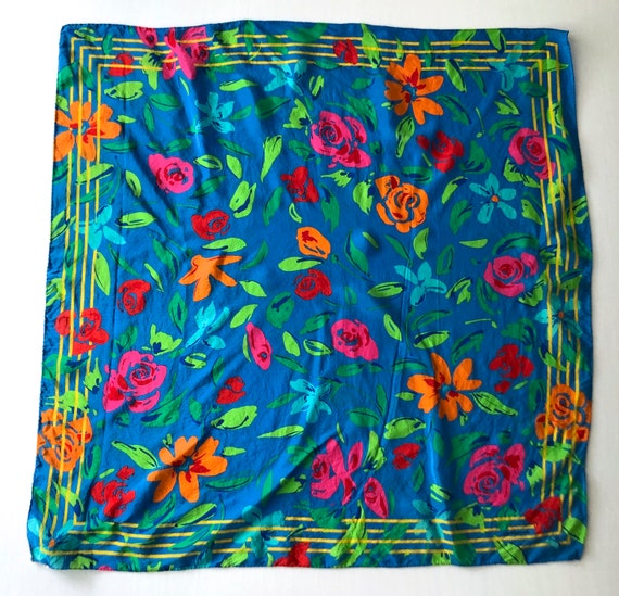 vintage 1980's Liz Claiborne scarf wrap floral si… - image 6