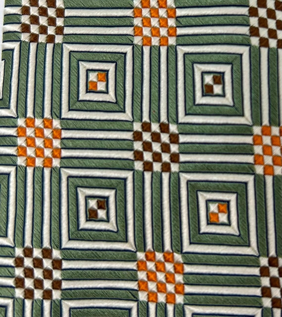 Ermenegildo Zegna silk brocade tie necktie green brown orange