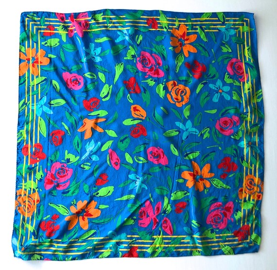 vintage 1980's Liz Claiborne scarf wrap floral si… - image 1