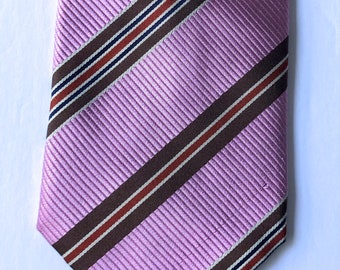 Viettien silk tie pink brown red stripe