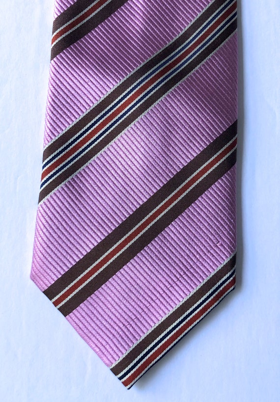Viettien silk tie pink brown red stripe