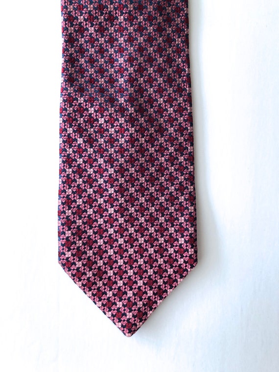 Ermenegoldo Zegna tie necktie brocade pink red si… - image 3