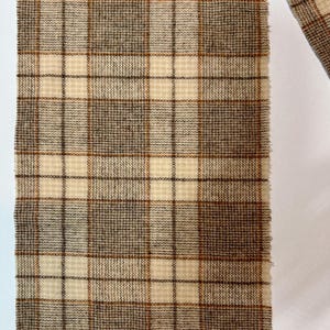 Tissu Laine 100% - Plaid Marron/orange - Bandes Coupées Pour Tapisserie Au Crochet - Neuf