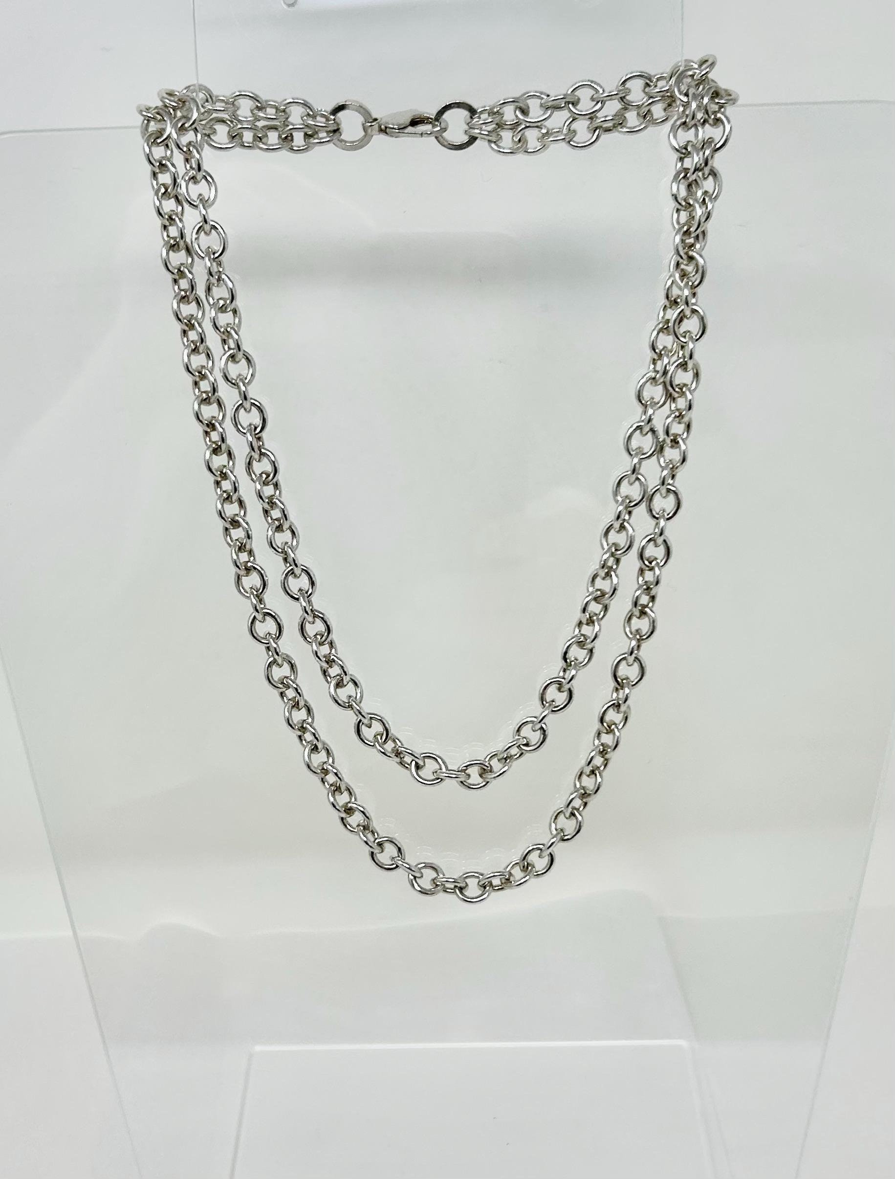 Tiffany & Co Double Sterling Silver 925 Chain Link Necklace 30-32