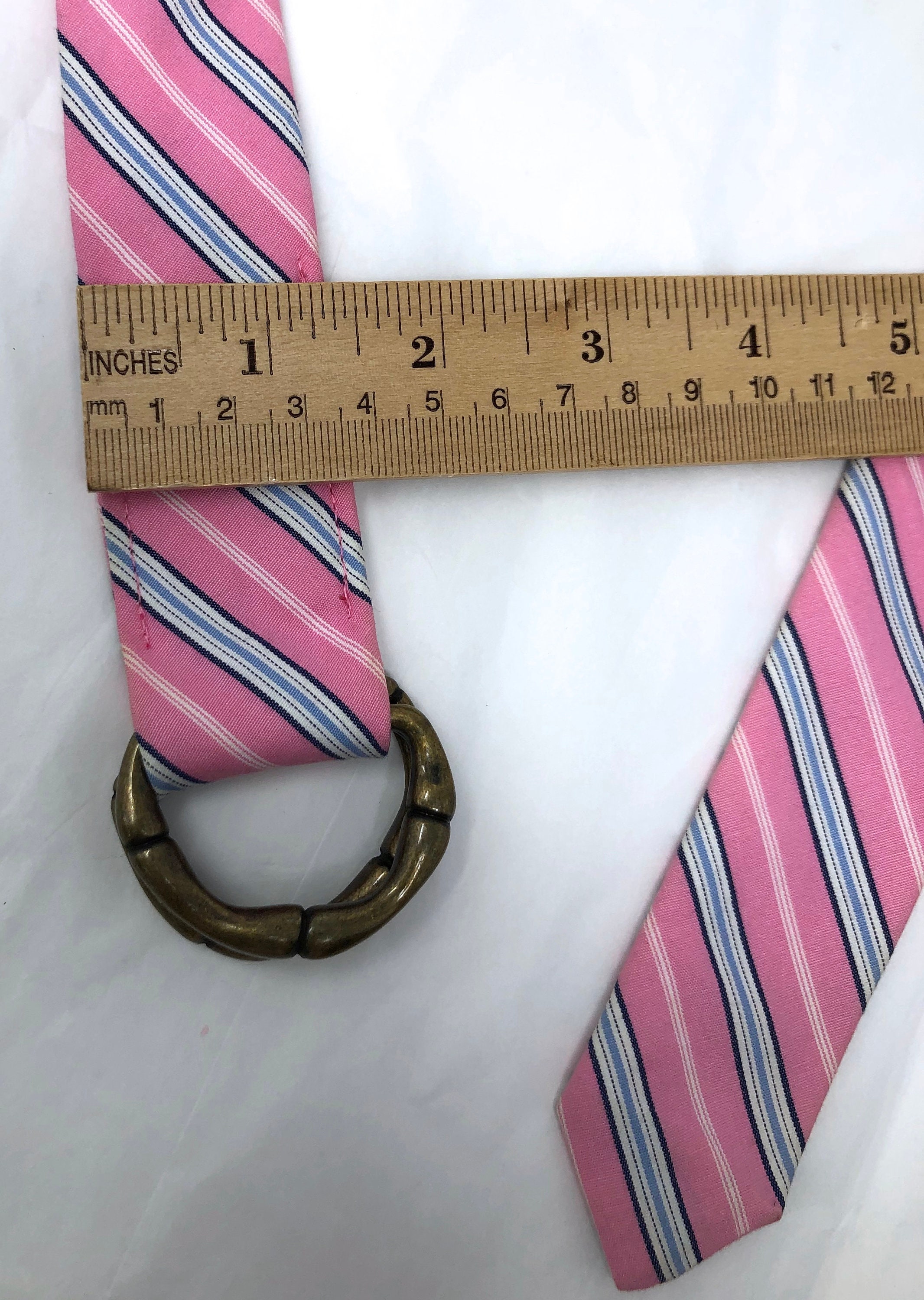 Vintage 90s Y2K J. Crew 100% Silk Skinny Belt D Ring Neck Tie Style Pink M/L J.Crew Women main image 2