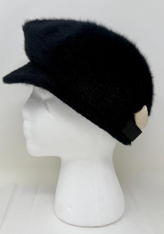 Emporio Armani Black Rabbit Fur Hat – Designer Fuzzy Cap With