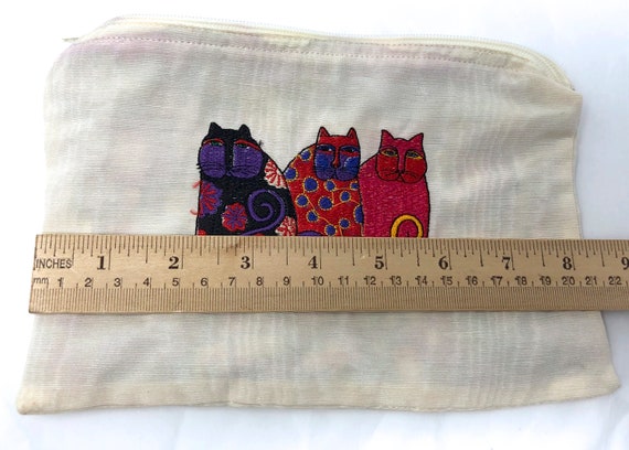 Laurel Burch cats cat embroidered zip purse pouch… - image 5