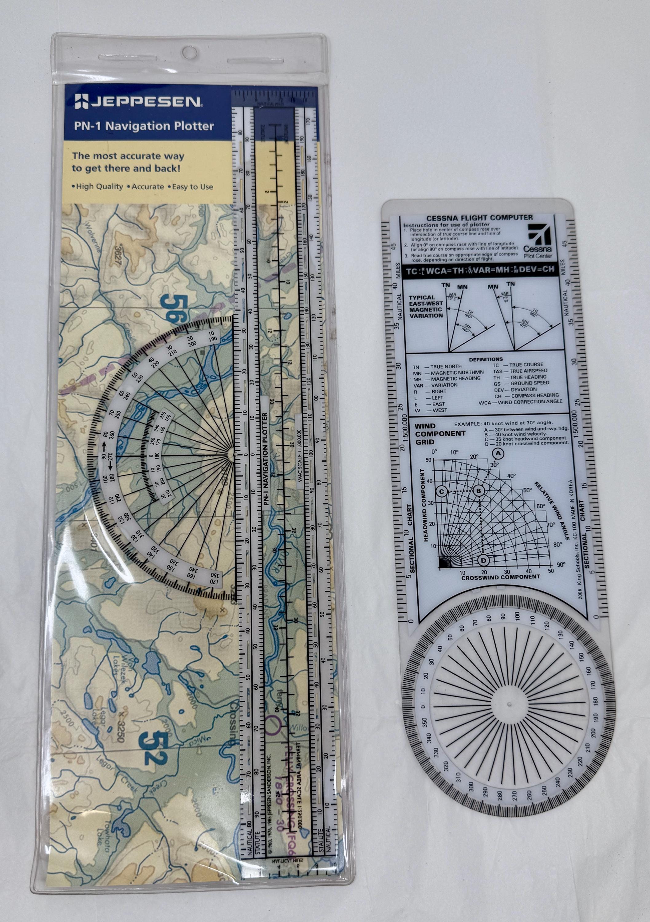 Plotter Flight Computer Jeppesen PN-1 Navigation Plotter With Cessna Flight Computer Pilot ...