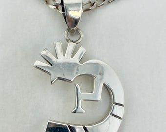 Sterling Silver Kokopelli Necklace Vintage 925 Southwest Pendant With Chain Native Style Jewelry