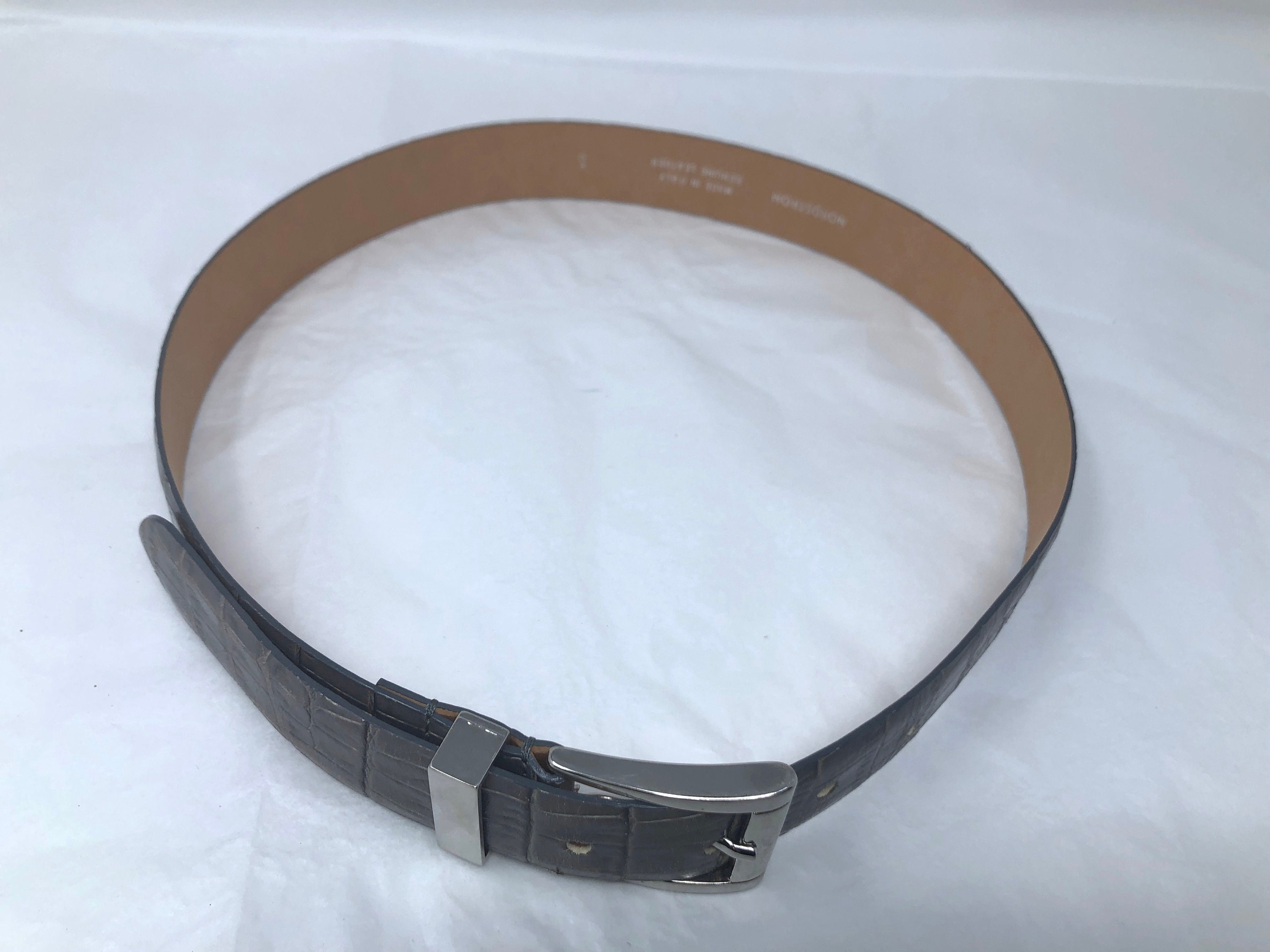 R & T Mint Green Croc Textured Belt Heavy Silver Huge Buckle / Tip Mod Sz.S/M Croakies Topographic Philmont Belt - Tooth of Time Traders main image 4