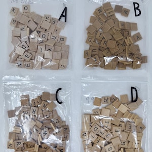 Vintage Wooden Scrabble Letter Tiles – Lot A, B, C, or D – Authentic Wood Game Pieces – DIY Crafts, Jewelry, Decor – Choose Set