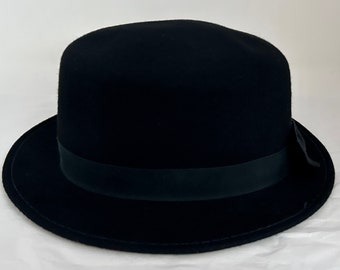 vintage The Bollman Hat Company bowler black felt velvet wool fedora bucket