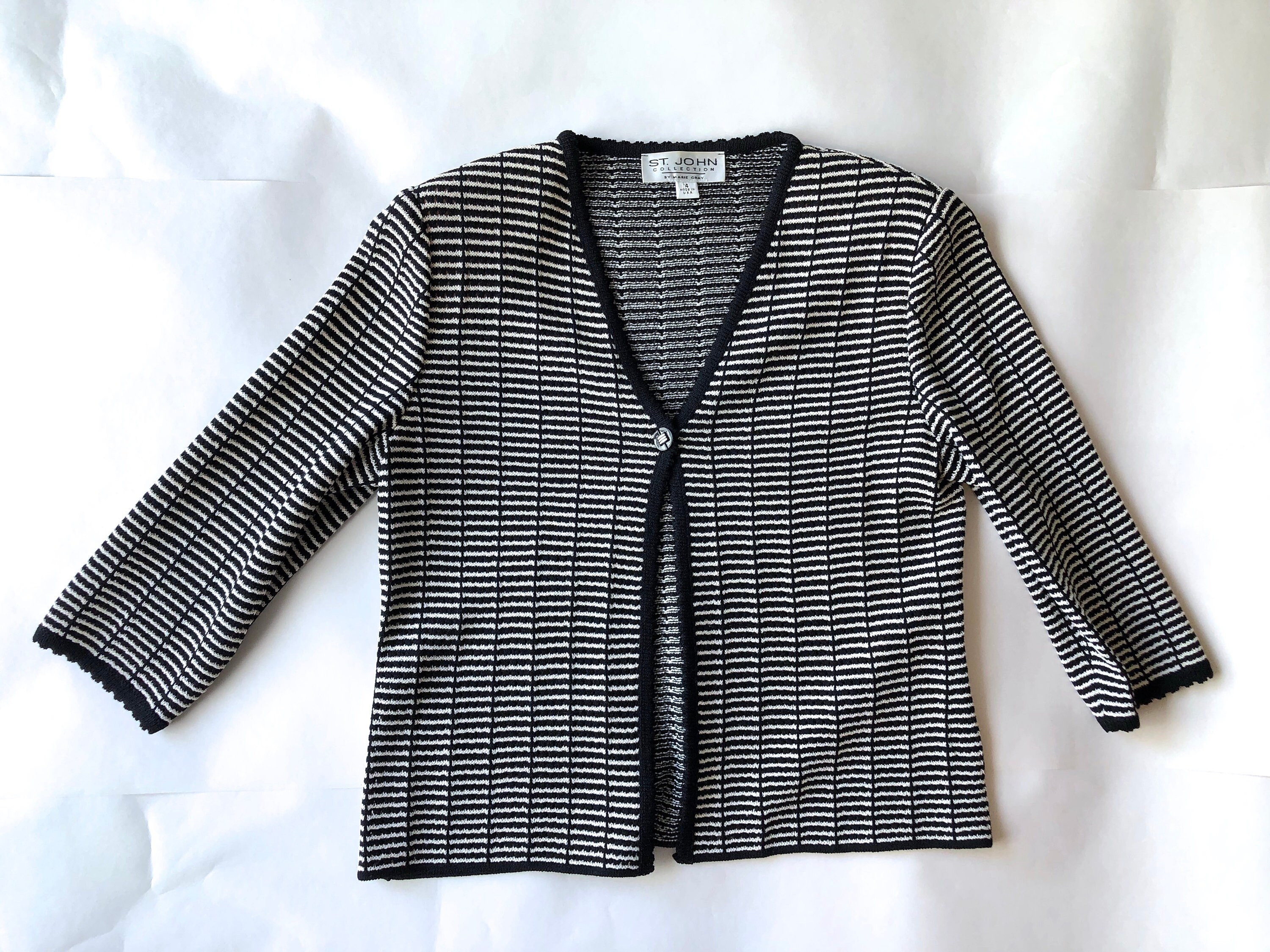 Vintage St John Collection Marie Gray 4 Blazer Sweater Top Knit