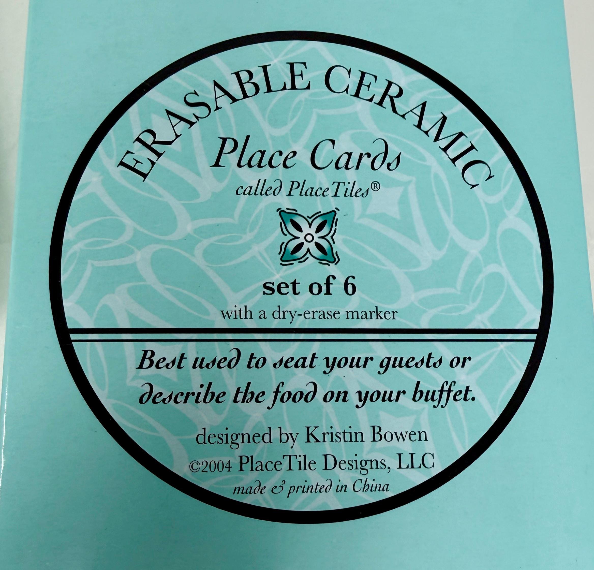 Erasable Ceramic Place Cards Set of 6 Place Tiles Dry Erase Marker ...
