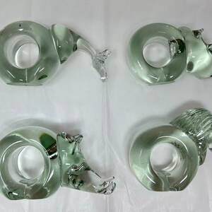 set of 4 blown glass Ngwenya Swaziland napkin rings animals giraffe elephant rhino