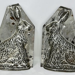 Large Vintage Eppelsheimer Chocolate Mold – 10&quot; Tall Sitting Rabbit Tin Mold – Antique Metal Easter Bunny Candy Mould
