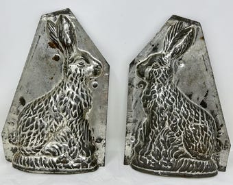 Large Vintage Eppelsheimer Chocolate Mold – 10" Tall Sitting Rabbit Tin Mold – Antique Metal Easter Bunny Candy Mould