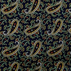 Vintage Men’s Silk Paisley Ascot Tie Cravat – Navy Blue Multicolor – Formal Wedding Classic