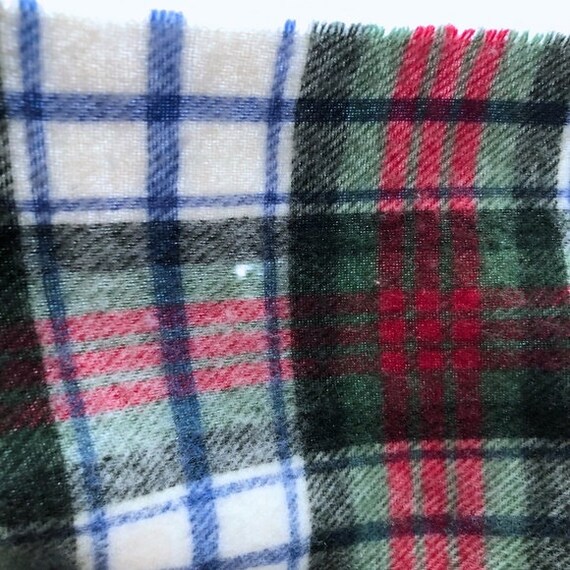 vintage J Crew wool scarf plaid fringe tartan red… - image 3