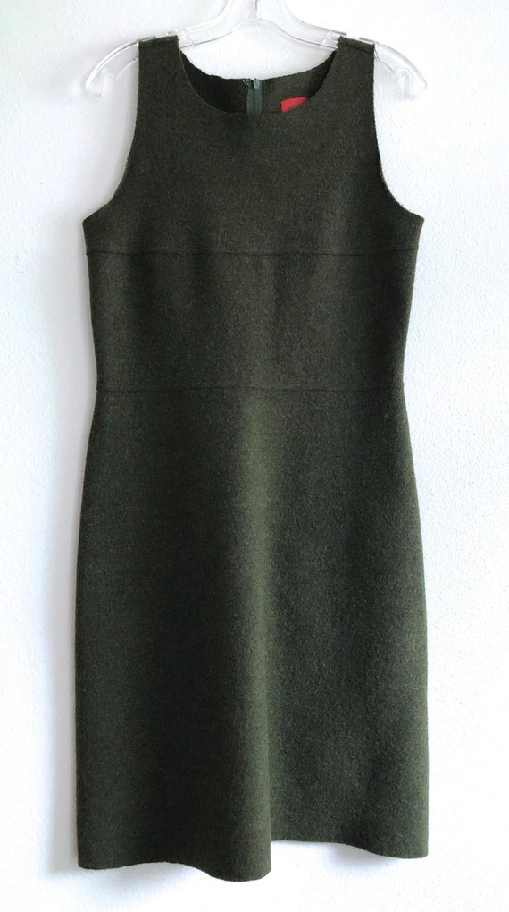 pine green wool Bensimon dress pencil tank size 38