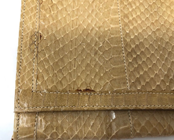 vintage Dano snakeskin tan clutch purse - image 8