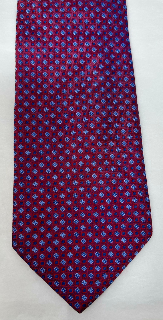 Barneys New York silk brocade tie red blue