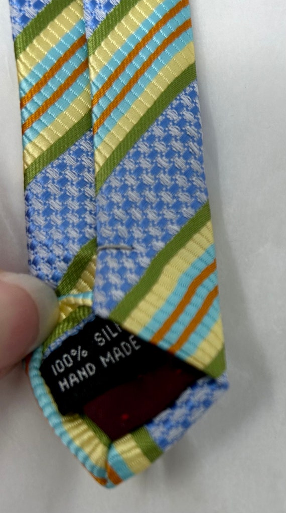 Dolce Gabbana wide tie necktie light blue yellow … - image 6