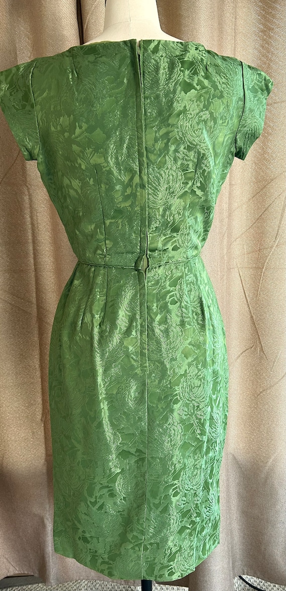 vintage ILGWU dress & coat apple green brocade - image 4