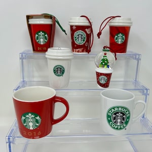 Lote de 7 vasos de chupito en miniatura vintage de Starbucks, taza de espresso, adorno de globo