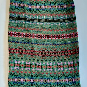 Ralph Lauren Petite PS Knit Skirt – Fair Isle Green Purple Orange Blue Wool Blend – Long Winter Sweater Skirt Small S