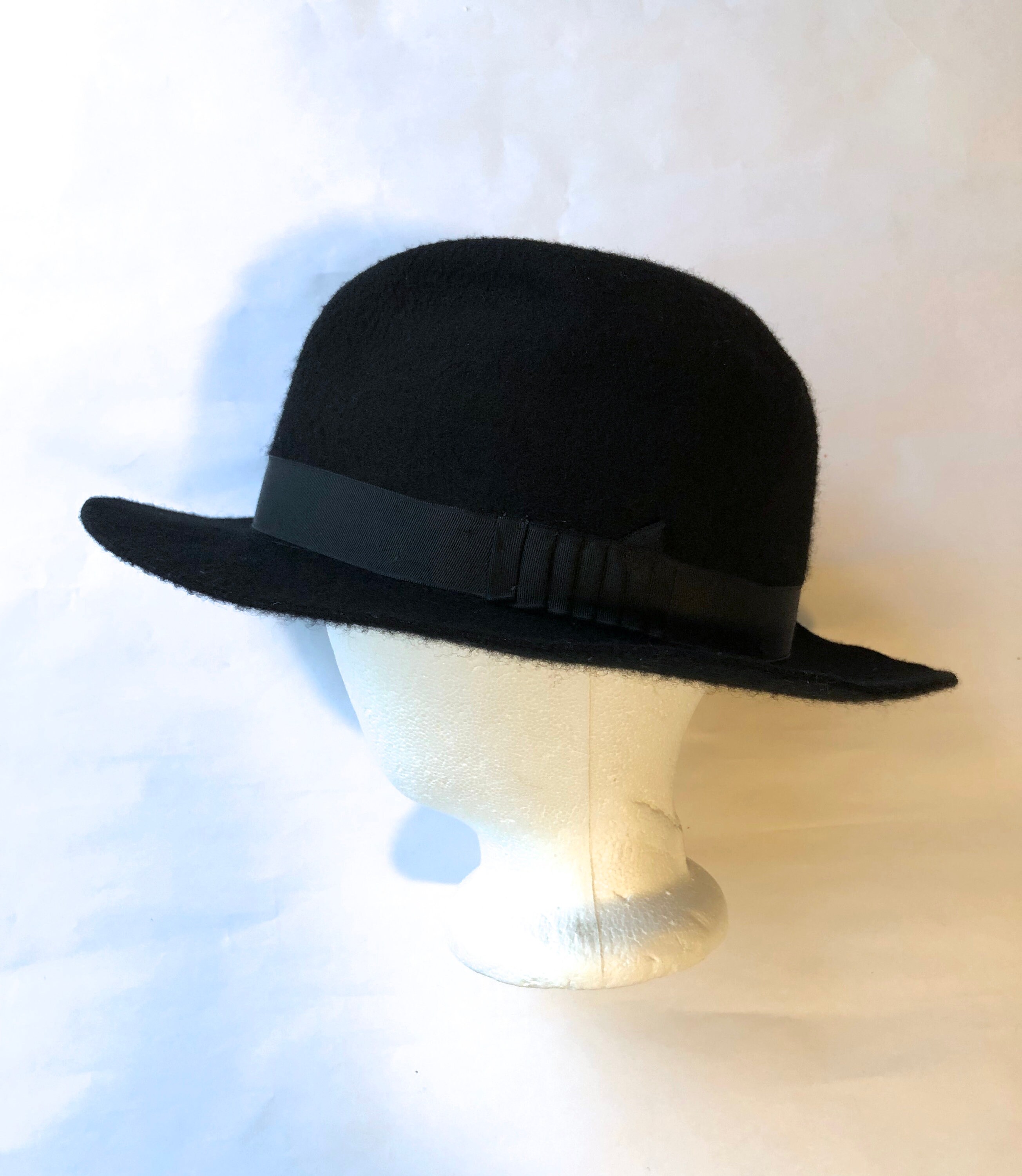 New Barbisio Black Fur Felt Fedora Hat Italy 7.5 60 CASHMERE