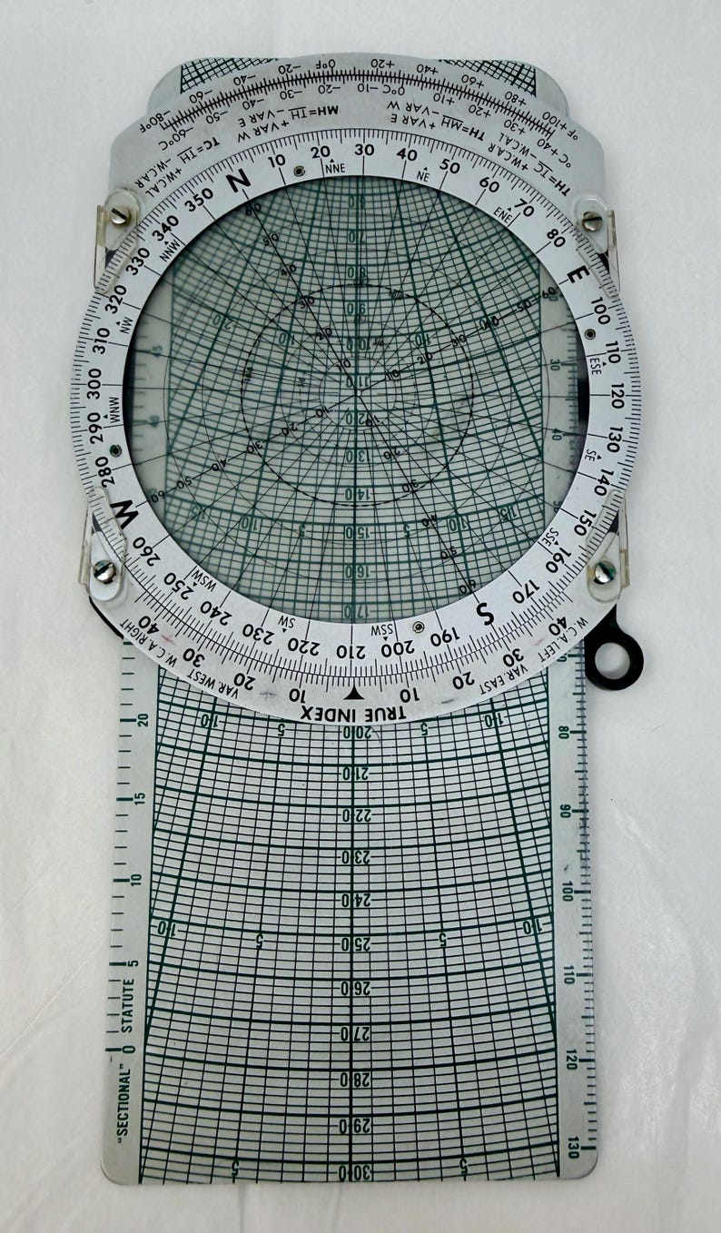 Vintage Jeppesen E6B-2A Flight Computer Aviation Navigation Slide Rule ...