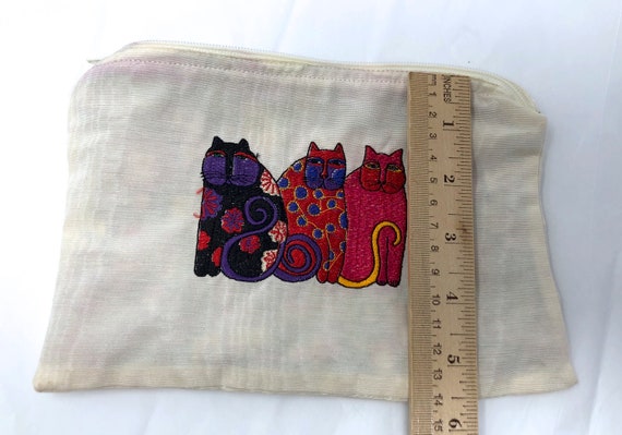 Laurel Burch cats cat embroidered zip purse pouch… - image 3